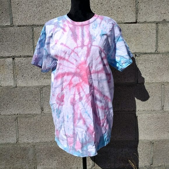Gildan Tops - Pink & Turquoise Spiral Tie Dye T-Shirt